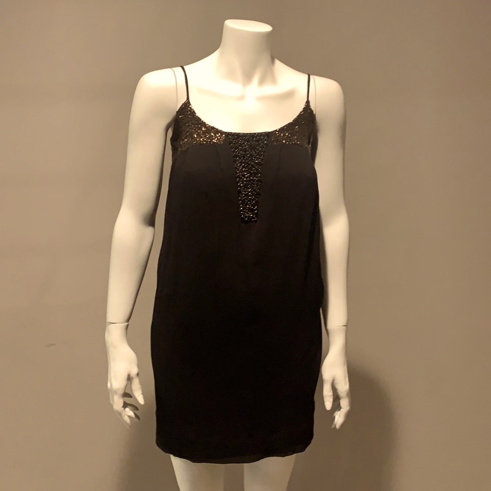 SZ 00 Club Monaco Black Silk Chiffon Dress